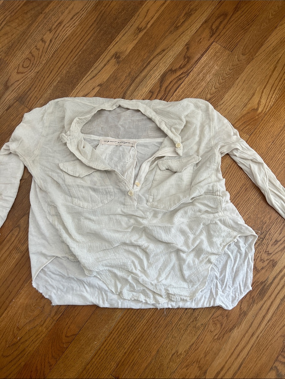 Raquel Allegra Light Neutral Gauze Pullover Top